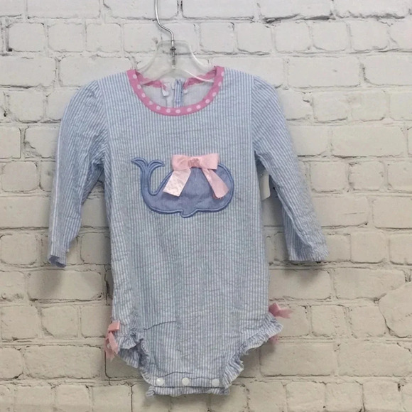 Dandelion Dust 24M Whale Stripe Long Sleeve Eyelit - Picture 1 of 7